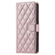 Flip case for iPhone 16 Pro Max, Rhombus Crossbody Leather, pink rose gold