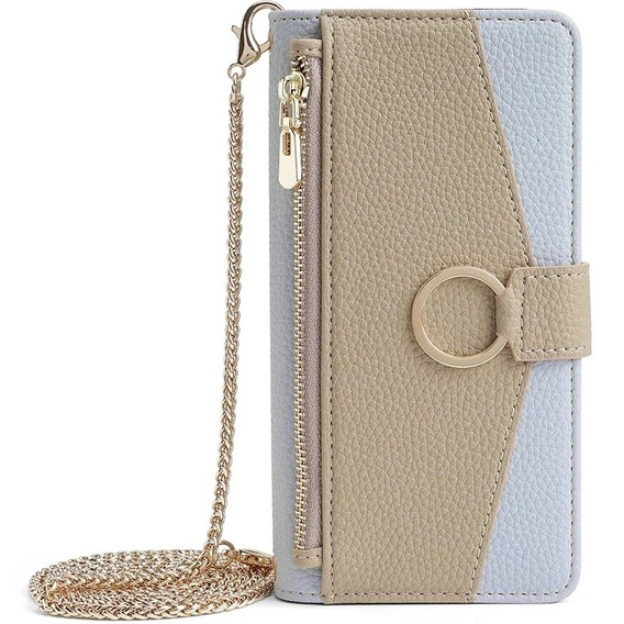 Flip case for Honor Magic 6 Lite 5G, Wallet Zipper Pocket, with mirror, brown