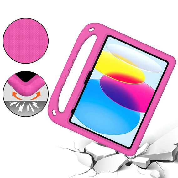 Children's case for iPad 11" 2025 A16 (11 gen.) / iPad 10.9" 2022 (10 gen.), with handle, pink