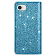 Flap case for iPhone 16E, Card Slot Glittery, blue