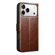 QIALINO Genuine Cow Leather flip case for iPhone 17 Pro, brown