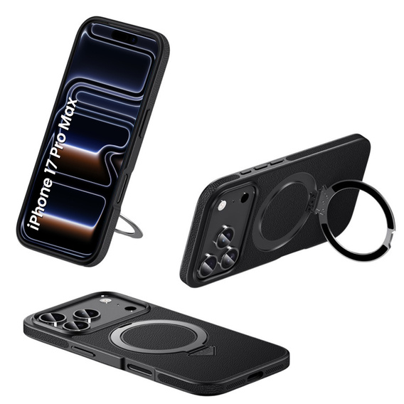 Leather case with MagSafe stand for iPhone 17 Pro Max