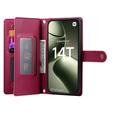 Flip case for Xiaomi 14T, Wallet Zipper Pocket, red
