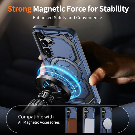 Magnetic case with stand for Samsung Galaxy A57 5G, blue