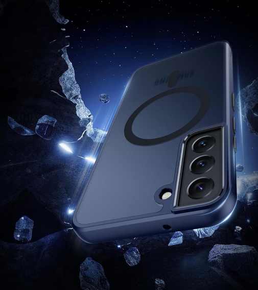 Case for Samsung Galaxy S21, for MagSafe, ERBORD Matt Case, dark blue + Screen Glass