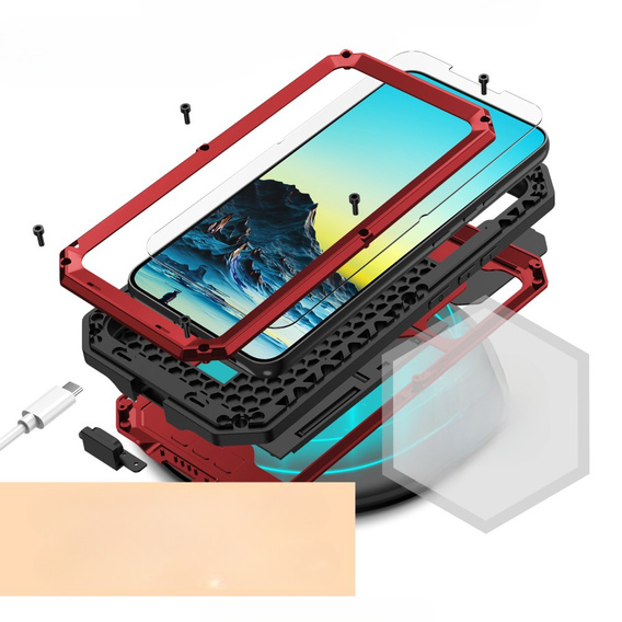 Armored case for Samsung Galaxy S22, R-JUST CamShield Slide, red