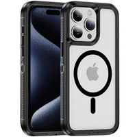 Case with frame for iPhone 15 Pro, for MagSafe, transparent / black