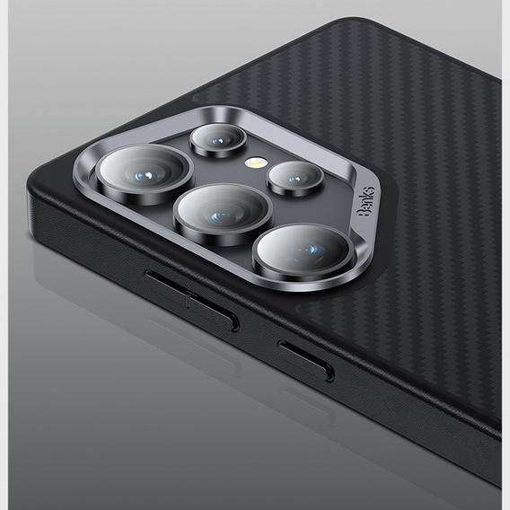 BENKS Kevlar Case for Samsung Galaxy S25 Ultra, for MagSafe, Carbon Fiber, black