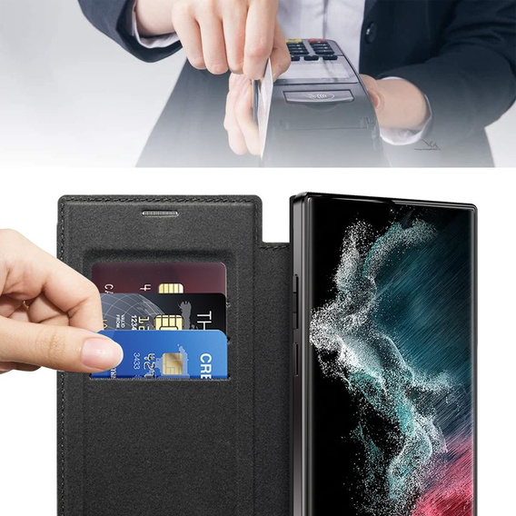 Flip case for Samsung Galaxy S22 Ultra 5G, RFID Wallet MagSafe CamShield, black