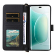 Crossbody Leather Wallet flip case for Honor 400 5G, black