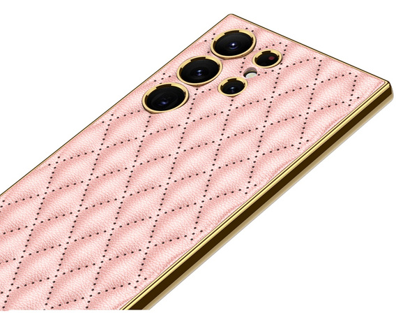 Case for Samsung Galaxy S24 Ultra, Leather Rhombus, pink