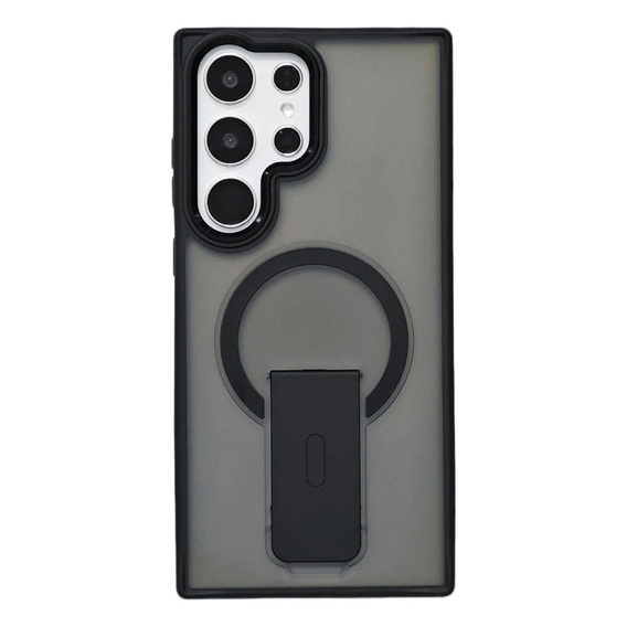 Case for Samsung Galaxy S25 Ultra, Kickstand Matt Case, for MagSafe, black + Screen protector