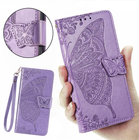Flip case for Realme 14X / Realme C75, Butterfly, purple