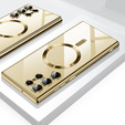 Case for Samsung Galaxy S24 Ultra, Electro MagSafe, gold + Full Glue Ceramic Glass