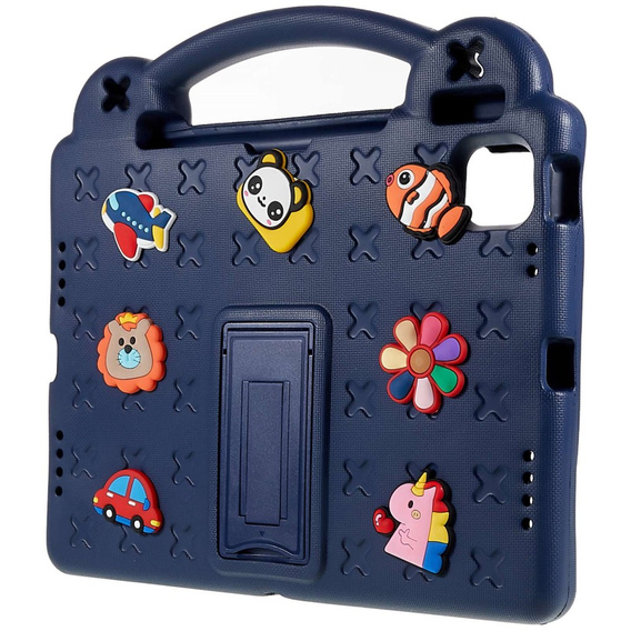 Children's case for Apple iPad Air 11" 6 gen. 2024, Cute Patterns, with stand, dark blue