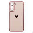 Case for Samsung Galaxy S21 FE, Electro heart, pink rose gold
