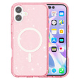 Case for iPhone 17, for MagSafe, glitter, translucent pink