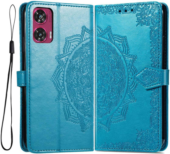 Flip case for Motorola Edge 50 Fusion 5G, Mandala, blue