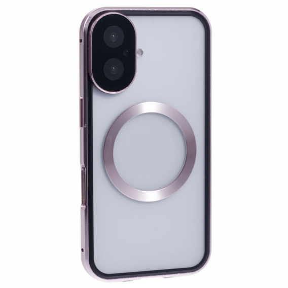 Magnetic Dual Glass MagSafe case for iPhone 16, pink rose gold