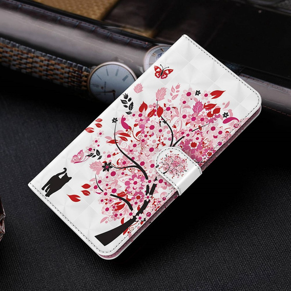 Flip case for Oppo A17, Wallet Light Spots Decor, tree, white