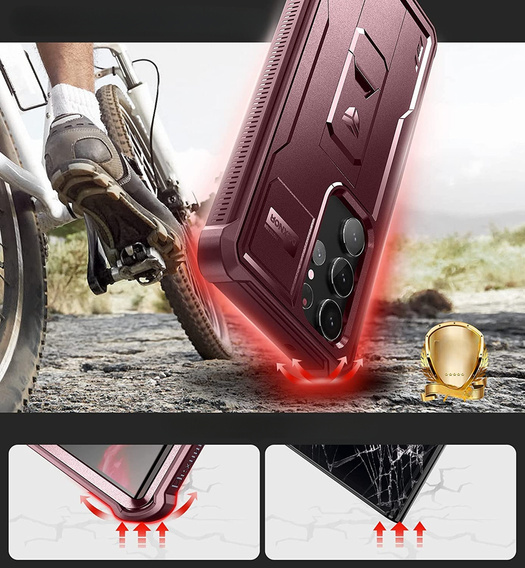 Armored case for Samsung Galaxy S23 Ultra, Dexnor Full Body (Two Frames), red