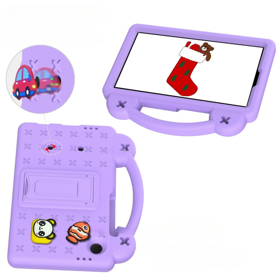 Children's case for Samsung Galaxy Tab A11 / A9, Cute Patterns, with stand, purple