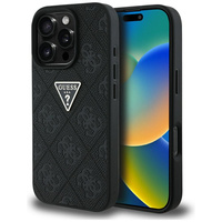 Guess Grained Hot Stamp 4G Triangle Metal Case for iPhone 16 Pro Max