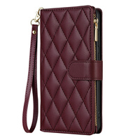 Flip case for Samsung Galaxy A56 5G, Rhombus Crossbody Leather, maroon