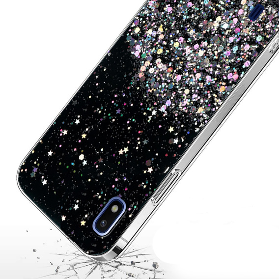 Case for Samsung Galaxy A10, Glittery, black