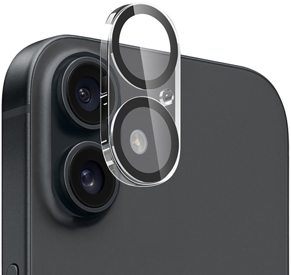 Tempered Camera Glass for iPhone 16 / 16 Plus, black