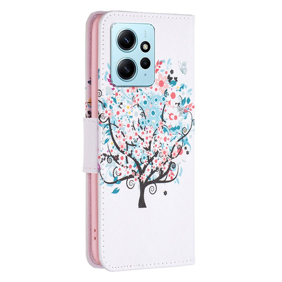 Flip case for Xiaomi Redmi Note 12 4G, Wallet, colorful tree , white