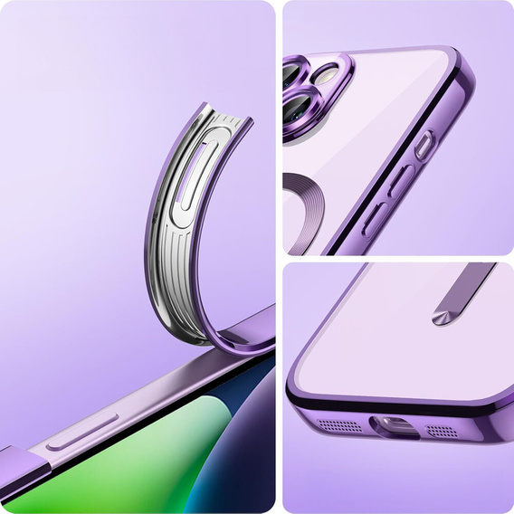 Case for iPhone 13, Electro MagSafe, purple + Screen Glass