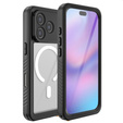 Redpepper case for iPhone 17 Pro, IP68 waterproof, for MagSafe, transparent with black sides