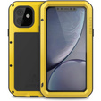 Love Mei Case for iPhone 11, armored with glass, yellow / black