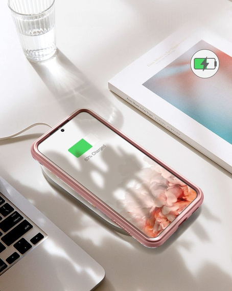 Case for Samsung Galaxy S22, Suritch Full Body Marble, pink