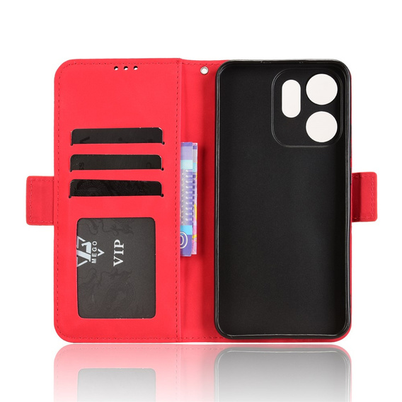Flap case for Oppo Reno 14F, Card Slot, wallet, red