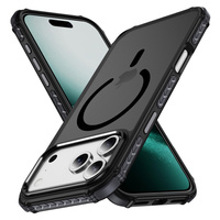 Matt Case for iPhone 17 Pro, armoured, for MagSafe, smoked with black sides