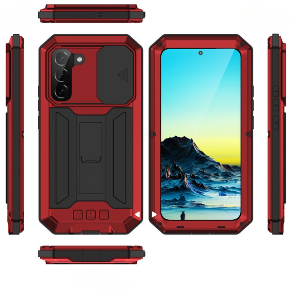 Armored case for Samsung Galaxy S22, R-JUST CamShield Slide, red