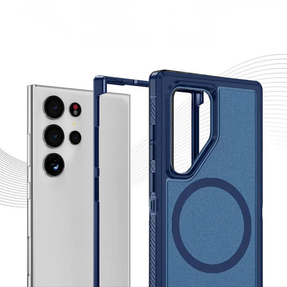 Case with frame for Samsung Galaxy S22 Ultra, for MagSafe, blue