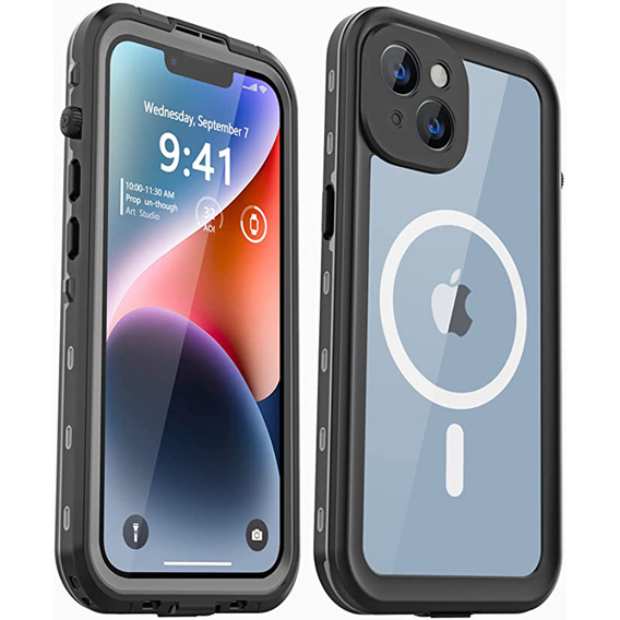 Waterproof case for iPhone 14, Redpepper, for MagSafe, black