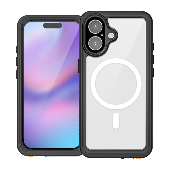 Redpepper case for iPhone 17, IP68 waterproof, for MagSafe, transparent with black sides