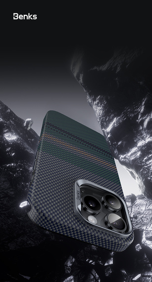 BENKS Kevlar Magnetic Armor Pro Aurora 600D B062 case for MagSafe for iPhone 15 Pro Max