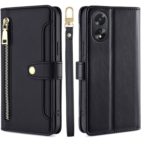 Flip case for Oppo A38 / A18 4G, Wallet Zipper Pocket, black