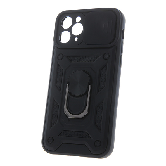 Armored case for Iphone 15 Pro Max, armored Slide Ring, black + 9H glass