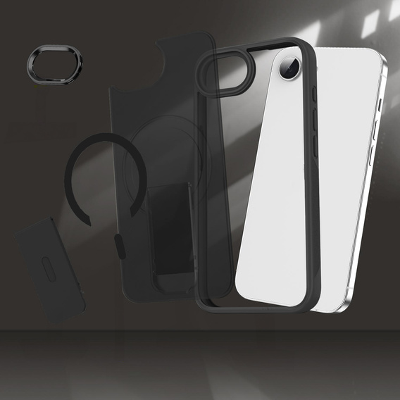 Case for Iphone 16E, Kickstand Matt Case, for MagSafe, black