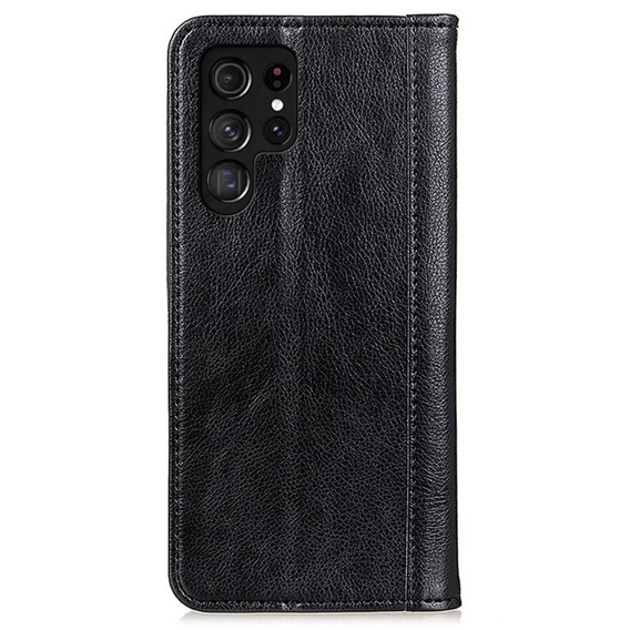 Case for Samsung Galaxy S24 Ultra, Wallet Litchi Leather, black