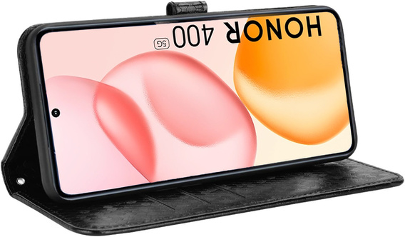 Flip case for Honor 400 Pro 5G, Wallet Rhombus, black