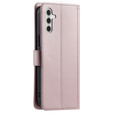 Flip case for Samsung Galaxy S25 FE, Rhombus Crossbody Leather, pink rose gold