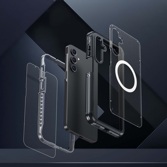 Case for Samsung Galaxy A16, Shockproof, with glass, for MagSafe, black