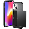 Case for iPhone 13 Mini, Sliding Card Holder, black